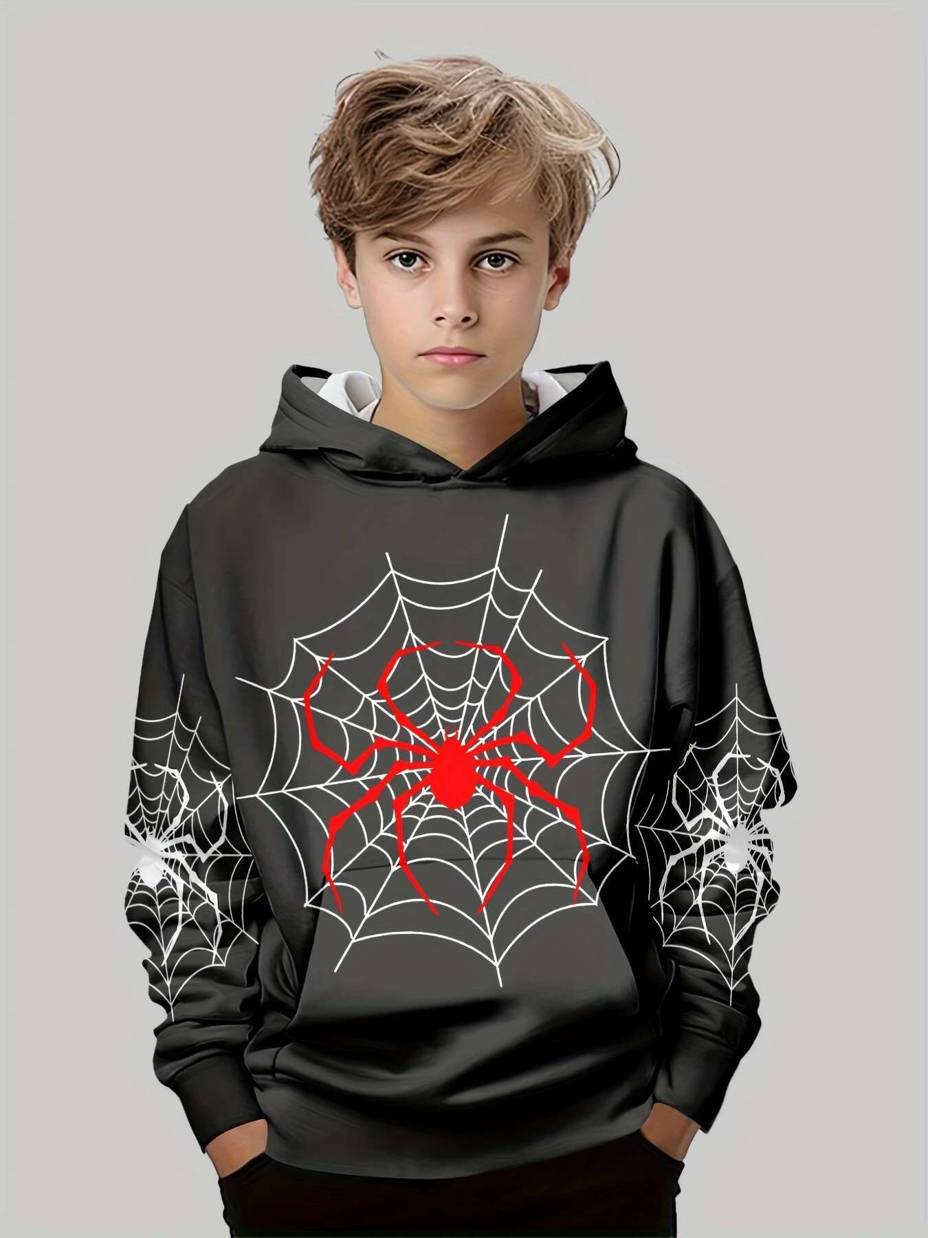 Ddmyshoesvip Sweatshirt D Spider Printed Pullover Hoodie Long Sleeve Boys Hoody Fall Spring Casual Girl Hoodies Child House Clothing
