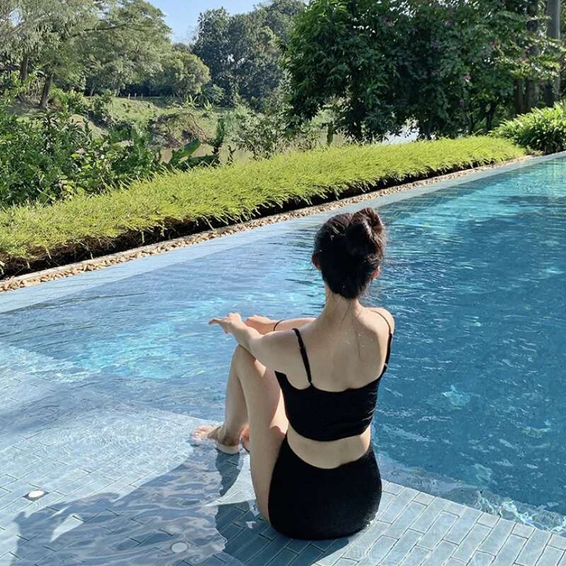 2 Piece Sexy Ribbed Bikini 2025 Women Swimsuit Blue Swimwear High Waist Bikinis Set Brazilian Korean Beach Bathing Suit Pool