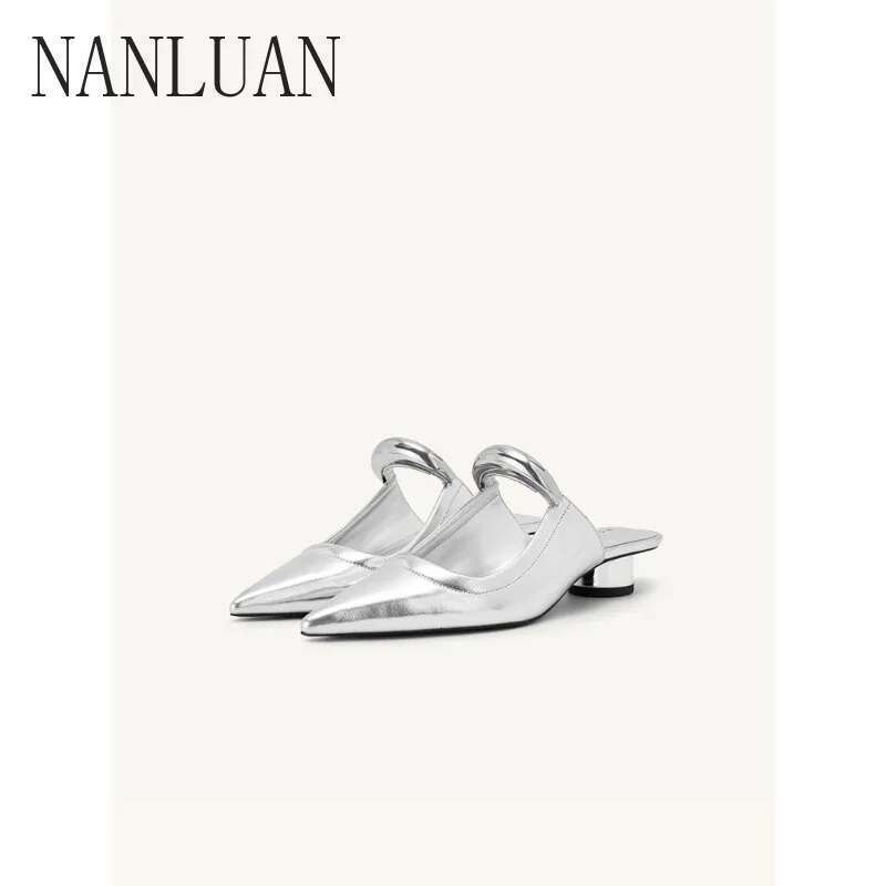 Boutique High-end New Pointed Toe Solid Color Women's Shoes Comfortable High-heeled Fashion Slippers