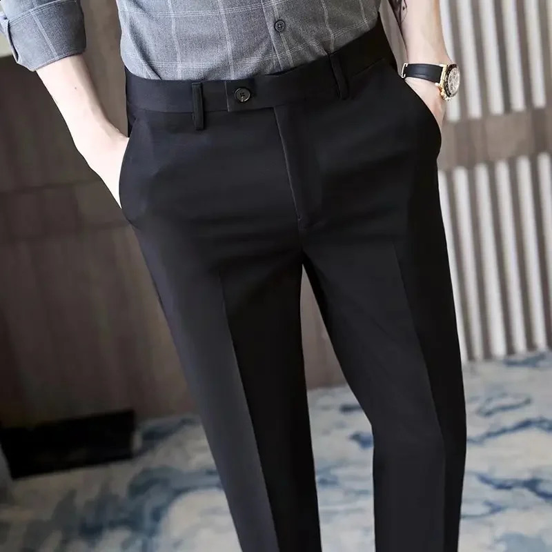 Fashionable Cropped Pants For Men Casual Trendy Spring Autumn Arrival Small Trousers Draped No Ironing Cone Shaped Pants 250317