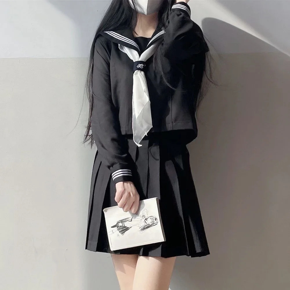 Japanese School Uniform JK Girl SXXL Academy Style Set Sailor Clothing Female Sexy Shirt Folded Skiing 250326