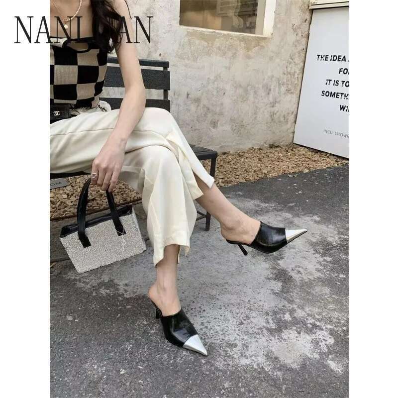 Boutique Autumn High-heeled Style High-end Stiletto Pointed Toe Women's Shoes Best-selg Banquet Fashion Slippers