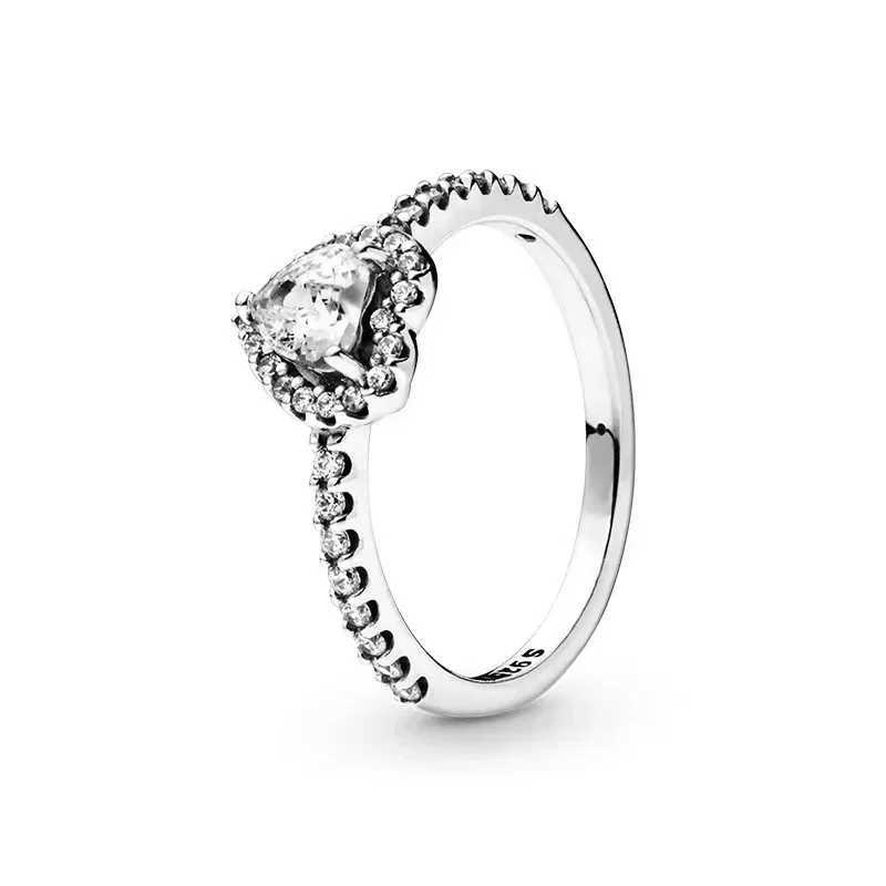 Hot selling 925 sterling silver ring sparkling red heart crystal ring original charming womens jewelry party giftXJ250327