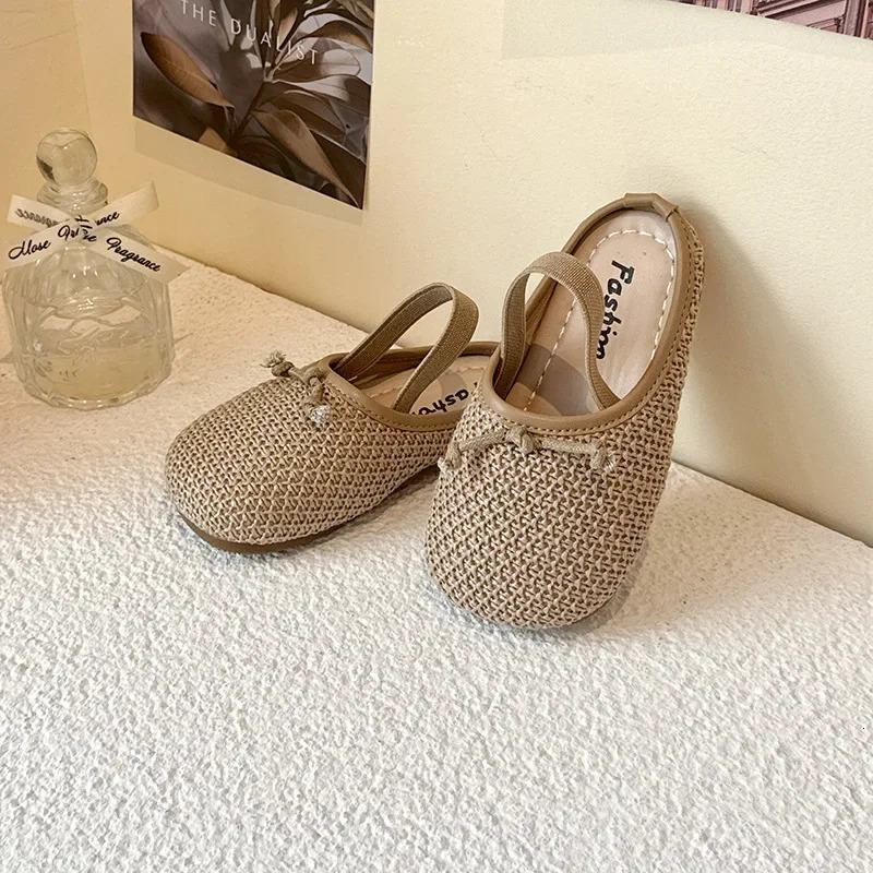 Children Woven Sandals for Girls 2025 Summer Fashion Korean Style Soft Bottom Anti-slippery Versatile Chic Breathable Shoes 250326