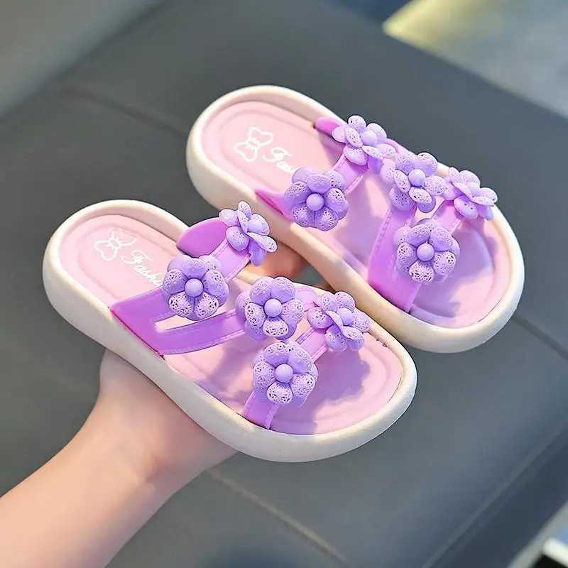 Slipper Flower 3D Girl Fashion Slide Summer PVC Childrens Princess Shoes Barefoot Non slip Soft Bottom Beach Swimming Pool Childrens Slide S25326