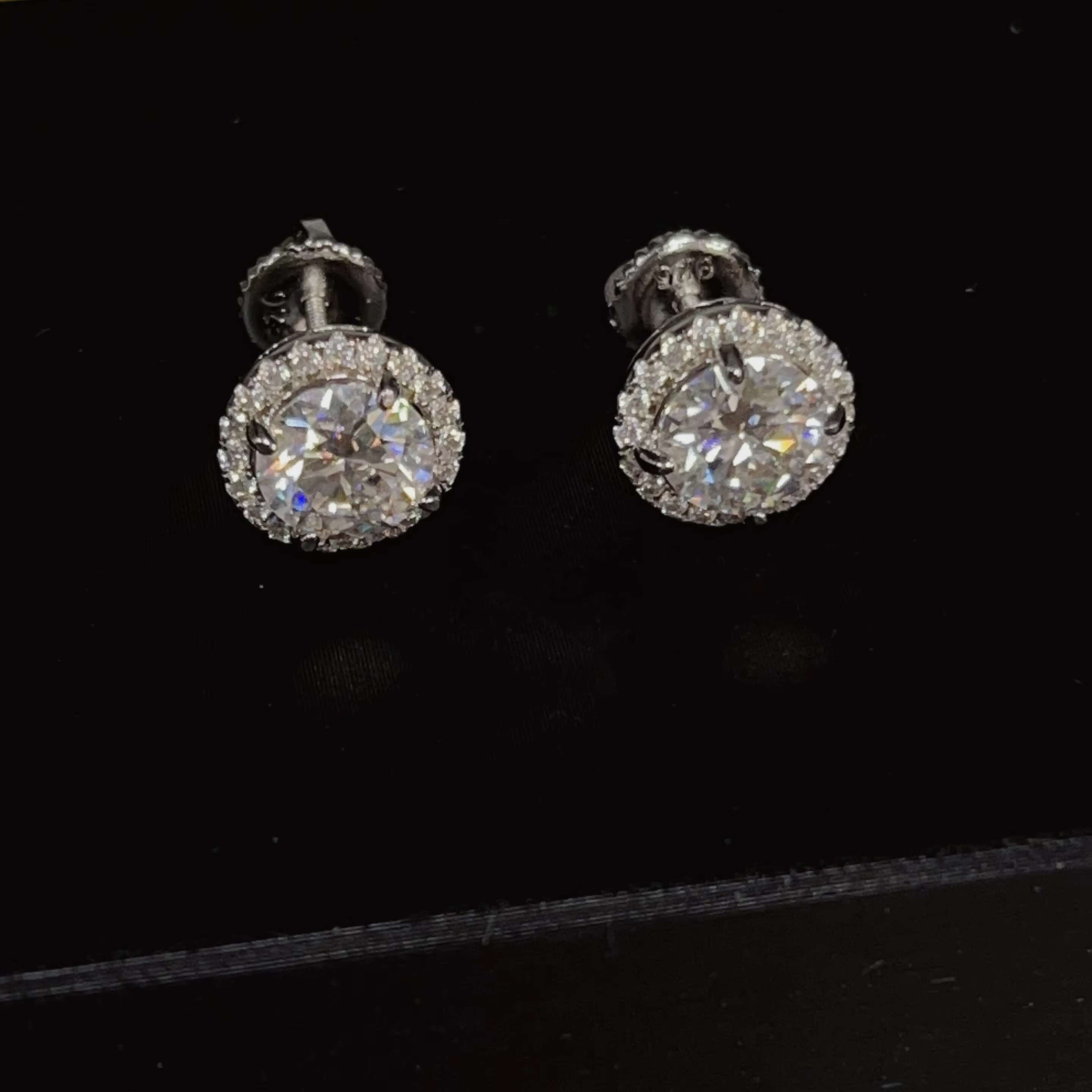 Fine Jewelry 925 Sterling Silver Fashion Bling Jewelry Vvs Moissanite Stud Earrings