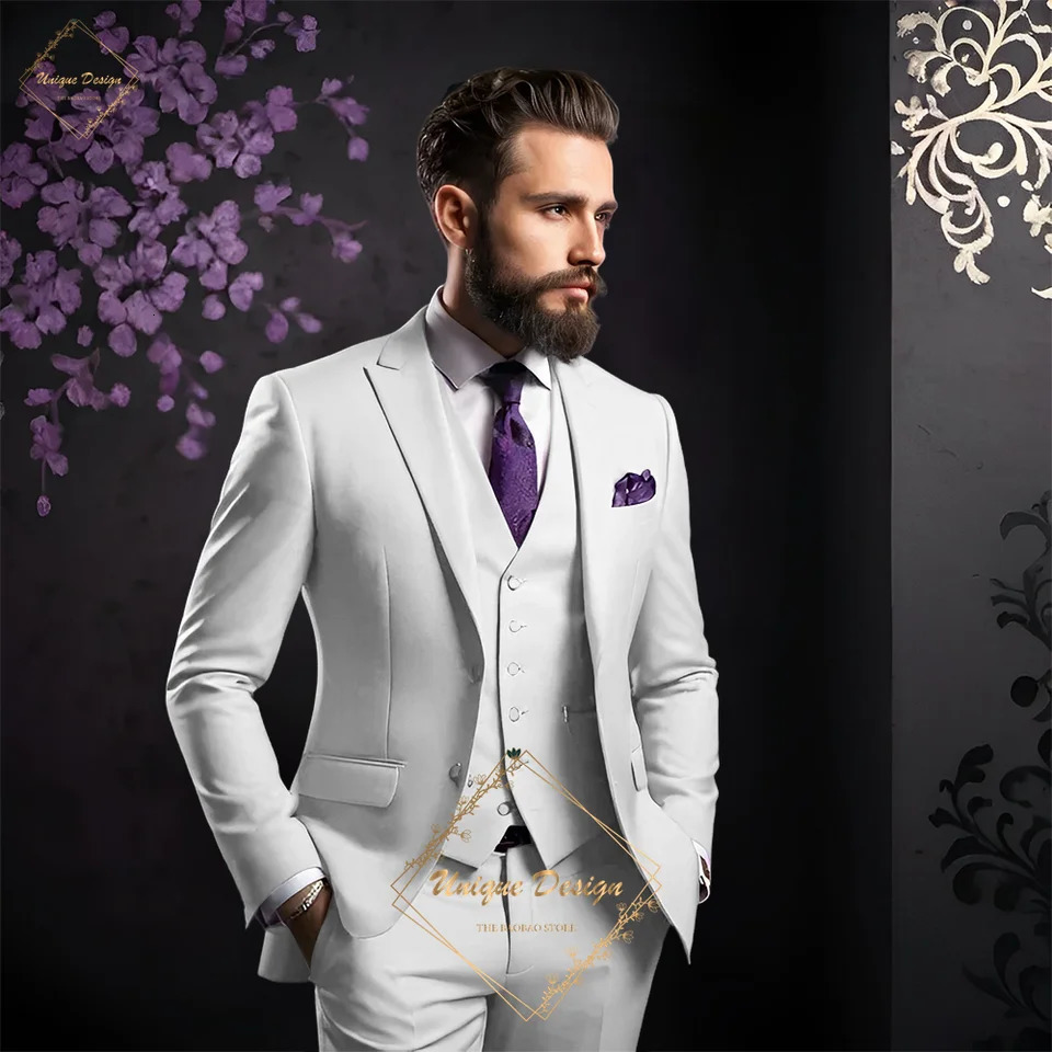 Elegant 3piece ultrathin set in purple suitable for banquets grooms wedding dances cocktails Christmas dinner parties customized mens tailcoats 250326
