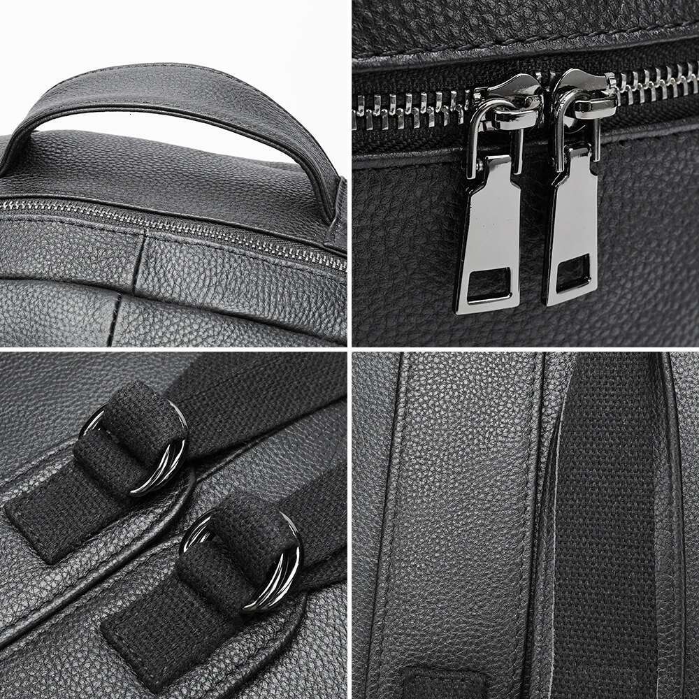 WESTAL Genuine Leather School Students Mochila Laptop Bag 15.6'' Black Large Men Backpack For Travel 332