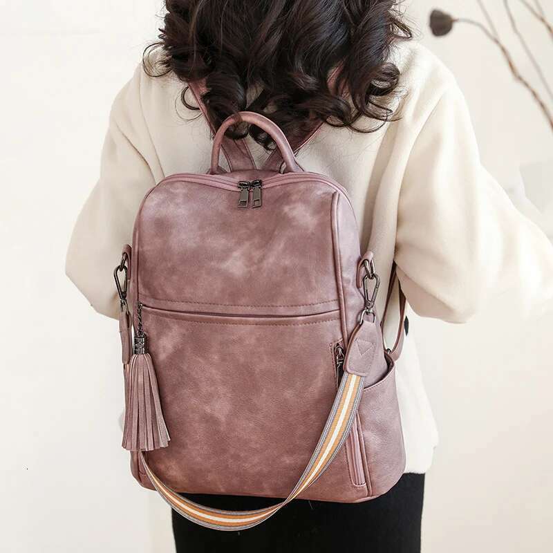Backpacks Women Tassel Fashion Casual Soft Leather Backpack For Girls Mochila Mujer Feminina Back Pack Sac A Dos Femme