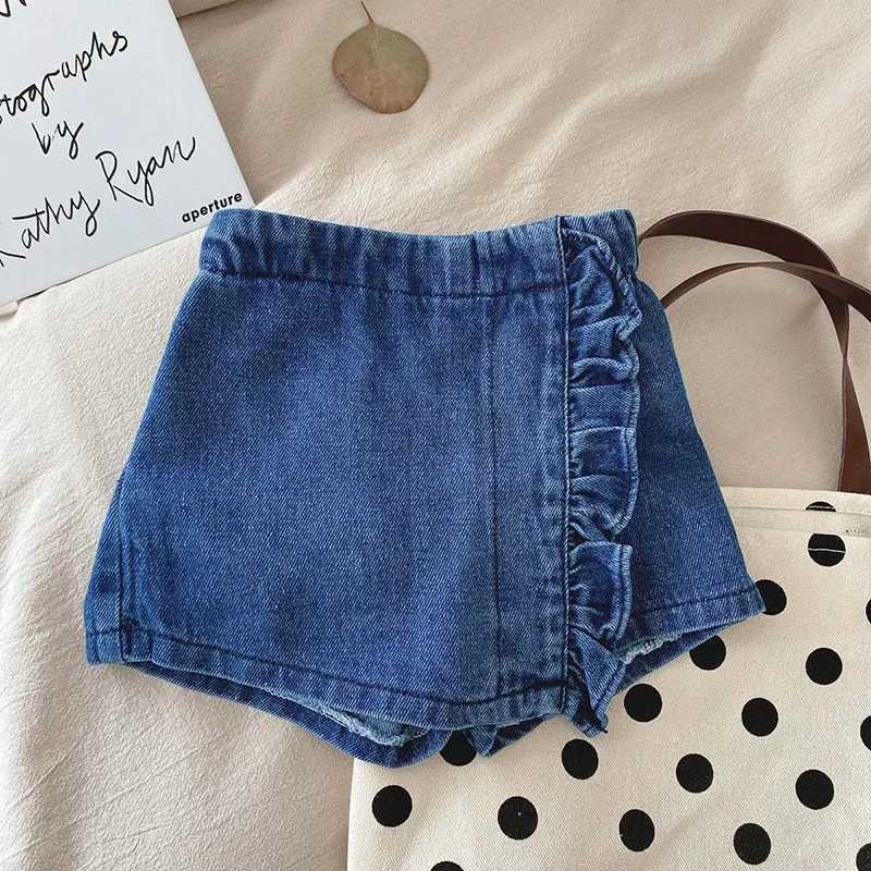 Girls clothing set summer childrens clothing girls lace edge pure white baby girls casual white suspension+denim tight fitting clothes for childrenT25