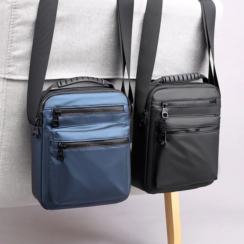 Mens Classic Messenger Bag Multi functional Shoulder Strap Sling Nylon Business Cross Flap Simple Handbag 250326