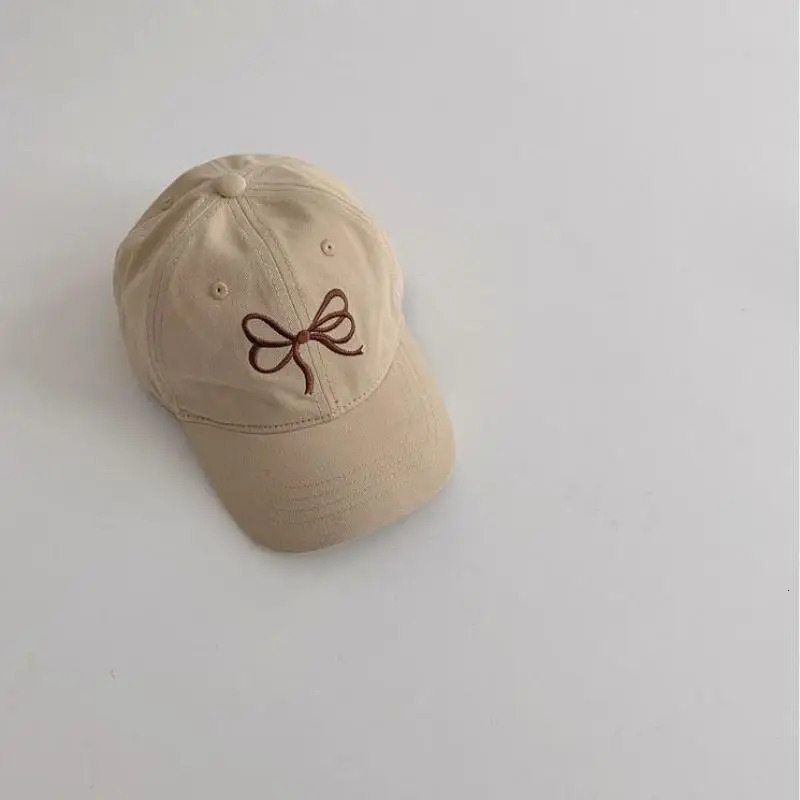 Children Embroidery Bow Peaked Cap Girl Baby Cotton Baseball Hat Kid Casual Cap Boy Outdoor Sunscreen Caps Toddler Fashion Hats 250326