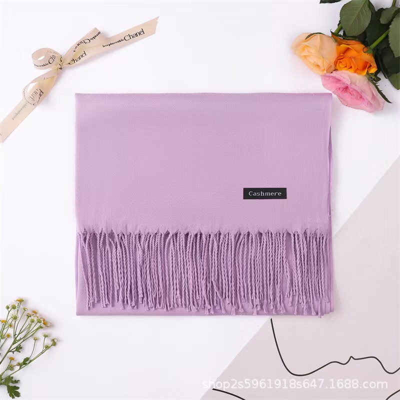 K240 Cross-border solid color imitation cashmere scarf for women monochrome versatile thick warm shawl neck scarf high-end sense scarf