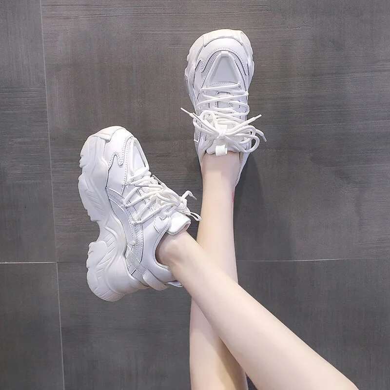 Chunky Women's Sneakers Internal Increase Leather Casual White Ladies Shoes Trainer Platform Sneaker Womens atillas Mujer