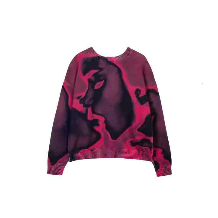 Spring new cartoon Harajuku printed knit for both men and women, Y2K loose fit sweater gift for man