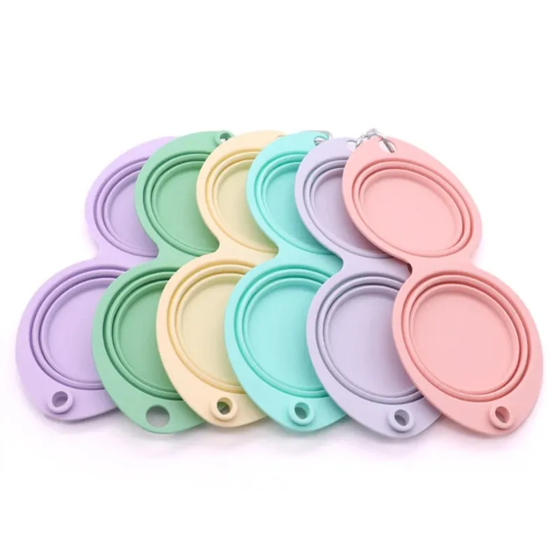 Foldable Dog Bowl Silicone Double Bowl Collapsible Dog Food Bowl Water Outdoor Pet Travel Drinking Bowl for Dogs Feeder