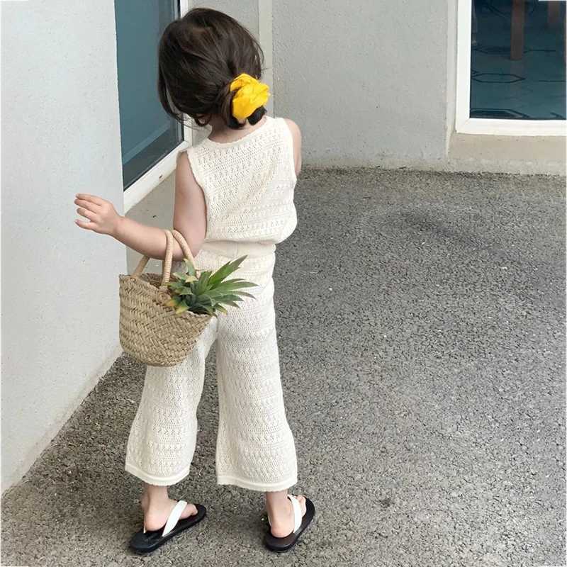 Girls summer clothing set girls tank top solid color clothing+girls childrens short clothingT250327