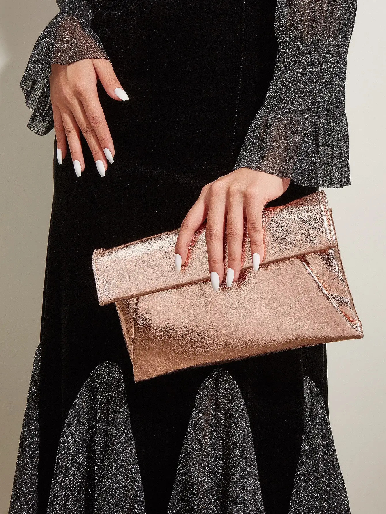 Womens Sparkling Evening Package Envelope Clutch Shoulder Chain Handbag Bridal Wedding Wallet Roll Top Bag 250326