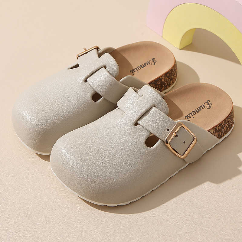 Slipper 2025 new childrens Haken shoes with high appearance for both boys and girls anti slip toe caps half mopping spring style S25326