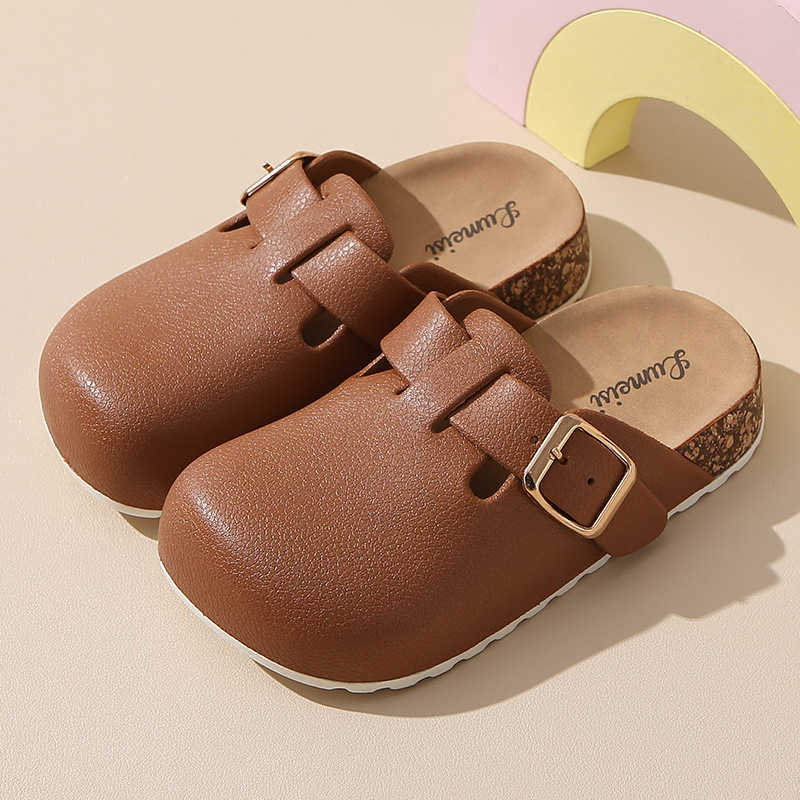 Slipper 2025 new childrens Haken shoes with high appearance for both boys and girls anti slip toe caps half mopping spring style S25326