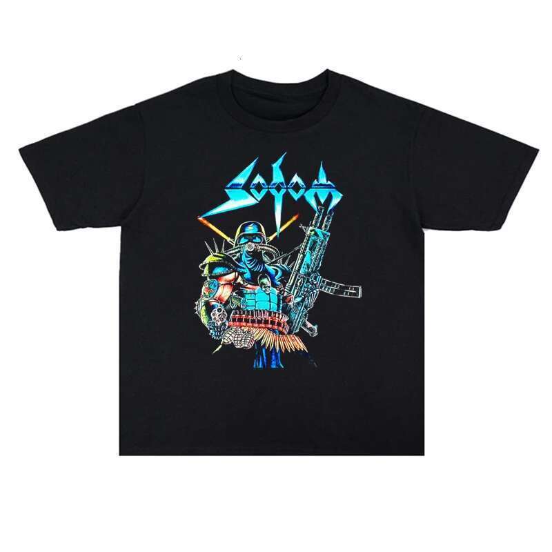 Summer Metal Rock Band Sodom Striped Printed Cotton Loose Men s and Women T shirts High Quality Short Sleeve