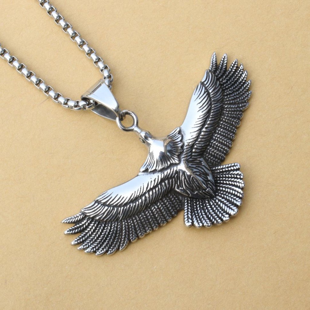 60cm Flying Eagle Pendant Retro Necklace Ethnic Style Feather Eagle Pendant