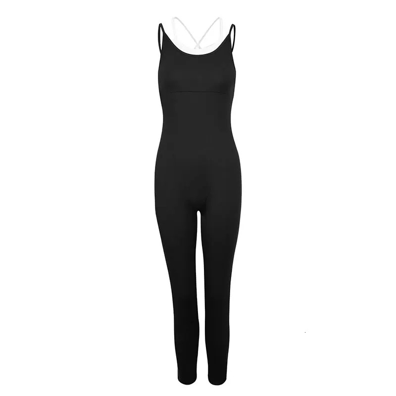 Sports womens jumpsuit black sexy backless streetwear fashion Oneck sports elegant clothing 250326