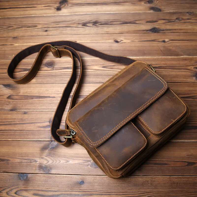 Retro Leather Men's Messenger Casual Top Layer Cowhide Shoulder Bag Horizontal Backpack Suitable