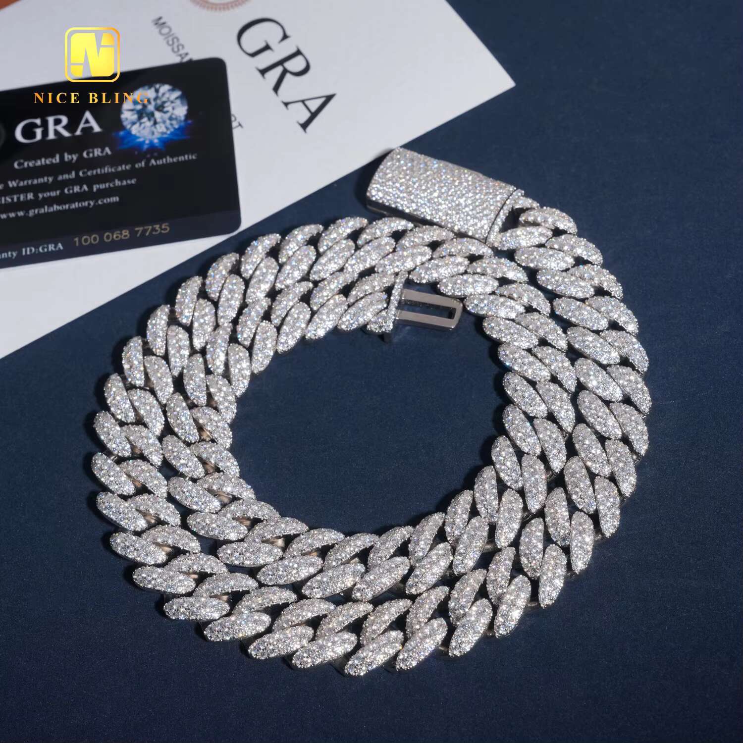 Silver Plated 18mm Hip Hop Jewelry Iced Out VVS Moissanite Diamond Custom 925 Silver Cuban Link Chain Bracelet Necklace Men