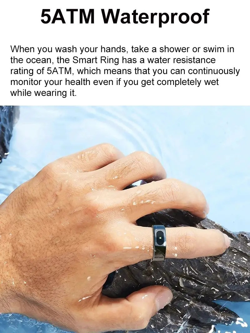 R08 Mens Smart Ring with Female Touch Control Function Health Monitor IP68 5ATM Waterproof Skin Temperature Measurement Smart Ring 250322