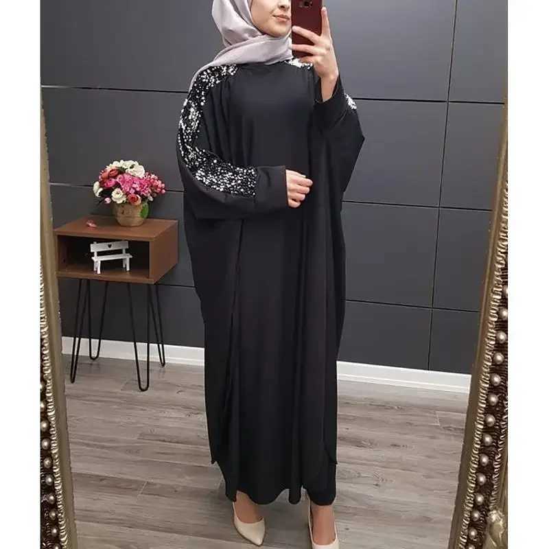 Modest Abaya Sequins Kaftan Women Muslim Prayer Garment Islamic Clothing Arabic Robe Dubai Turkey Eid Ramadan Caftan Gown Abayas X2505141