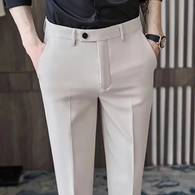 Fashionable Cropped Pants For Men Casual Trendy Spring Autumn Arrival Small Trousers Draped No Ironing Cone Shaped Pants 250317