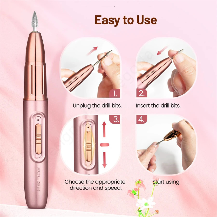 WEGOTTA Rechargeable Electric Nail File for BeginnerPortable Electric Nail Drill for Home Manicure 250324