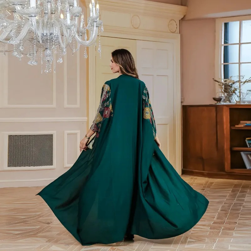 Eid al Fitr Muslim 2piece Womens ed Dress Open Abaya Set Jalabiya Ramadan Dubai Kaftan Party Vestidos cardigan 250326