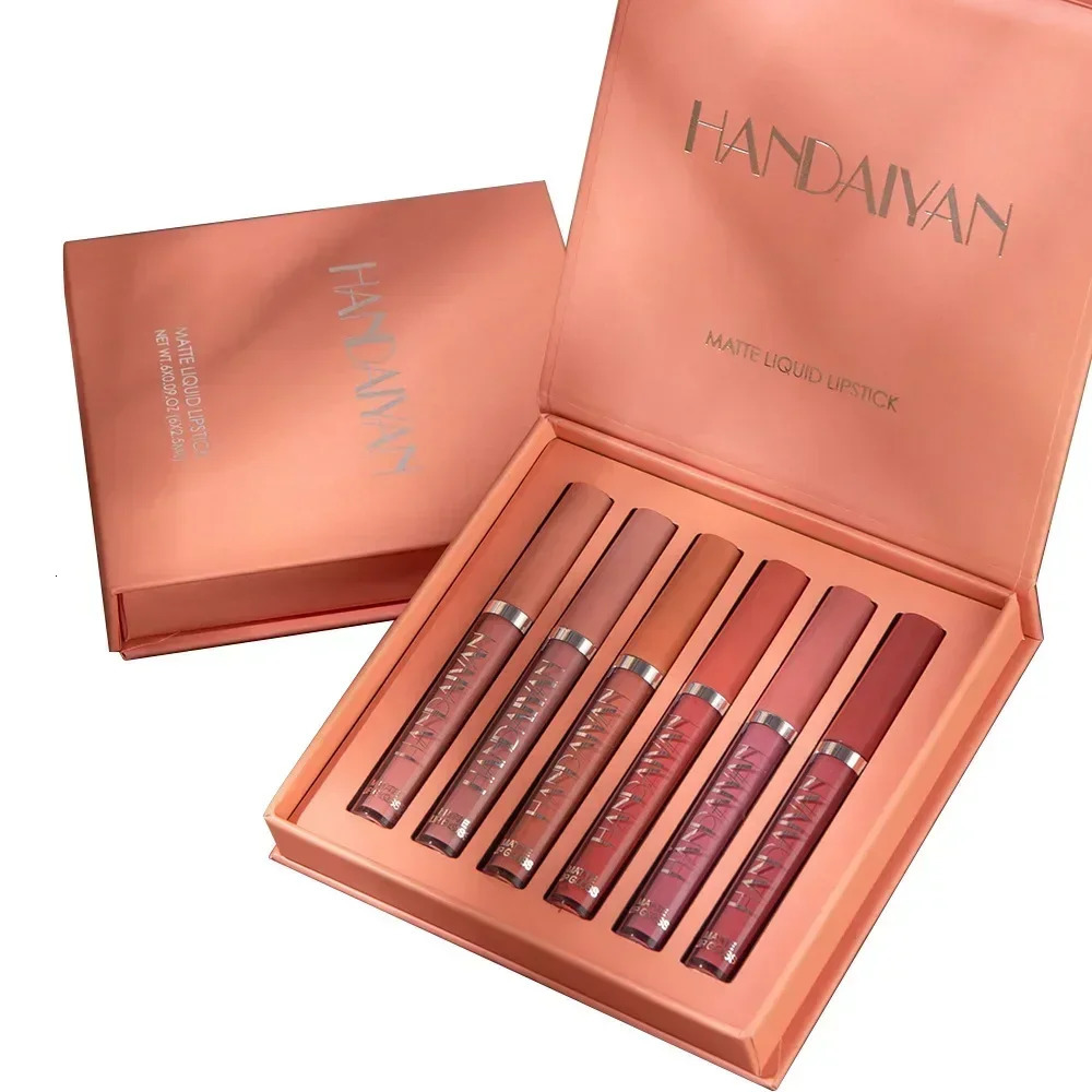 HANDAIYAN 6 PCS Lipstick Set Make-up for women Non stick Cup Waterproof Long lasting Cosmetics Korean makeup Matte lipstick 250317