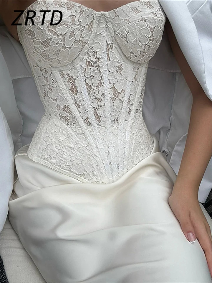 Elegant lace tight corset long sleeved set for womens ultrathin backless top including split body clothes springsummer party 250326