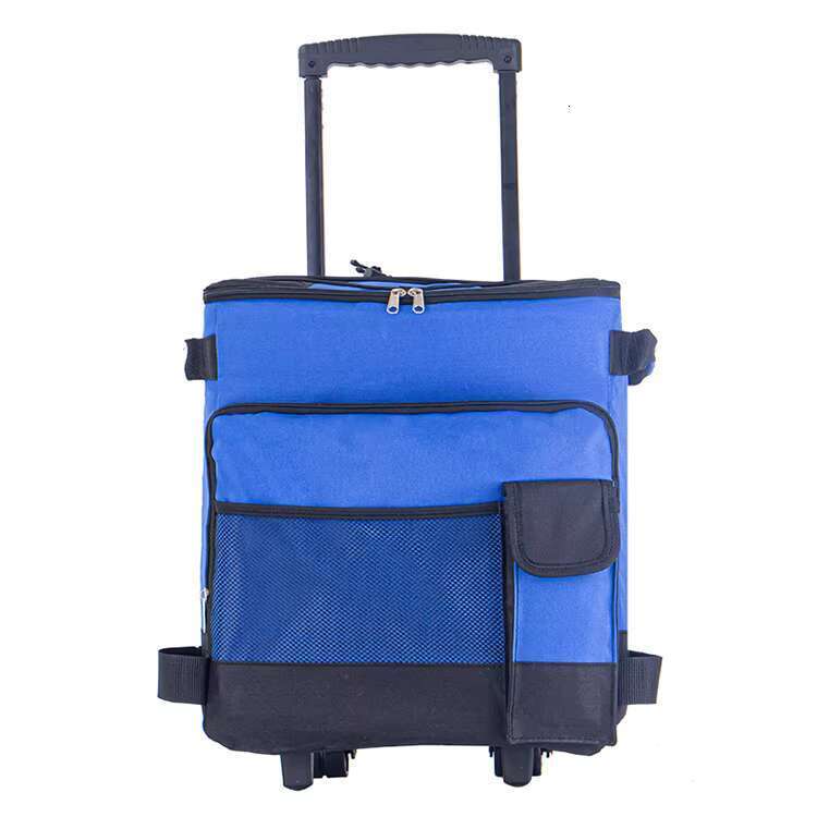 25 Hot Selling Large handcart insulated rolling camping soft cooler outdoor lunch bag with wine cans and food wheels