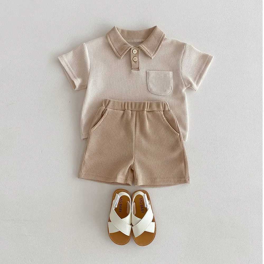 Summer baby clothing set collar T-shirt and shorts 2 pieces suitable for boys and toddlers sportswear setT250327