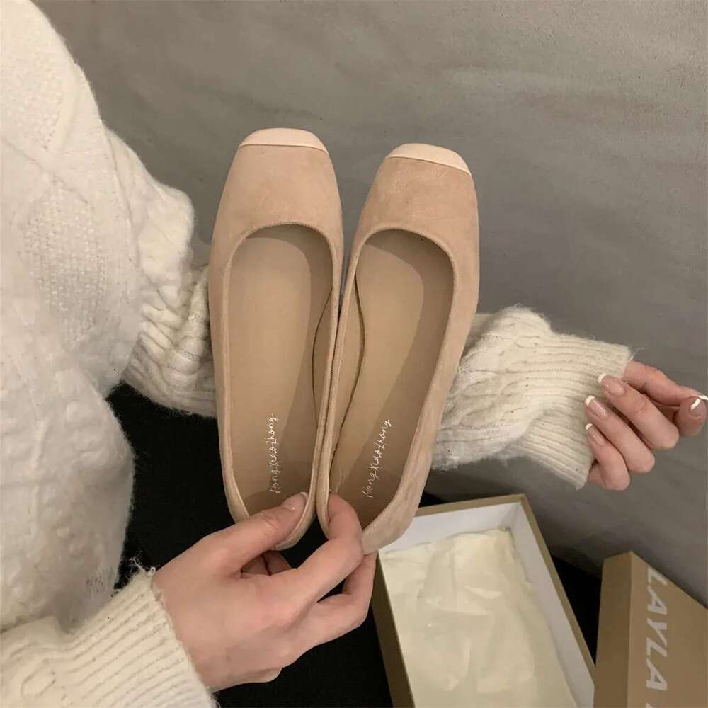 Women's New Elegant Mary Jane Flats Square Toe Spring Autumn Female Low Heel Comfortable Shoes De Mujer