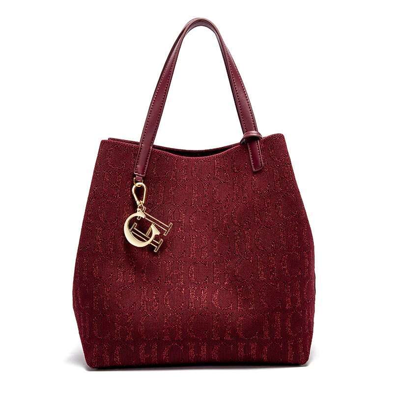 CH Shoulder Simple Solid Colour Letter Print Design Tote Large Capacity Daily Commuter Bag Ladies Crossbod