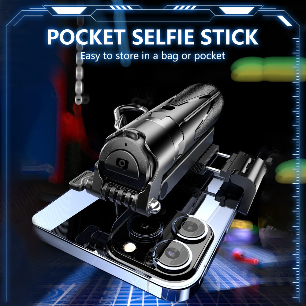 2025 Handheld Selfie Stick Tripod Stand Foldable Phone Holder With Bluetooth Remote Portable Keychain for Smartphone 250319