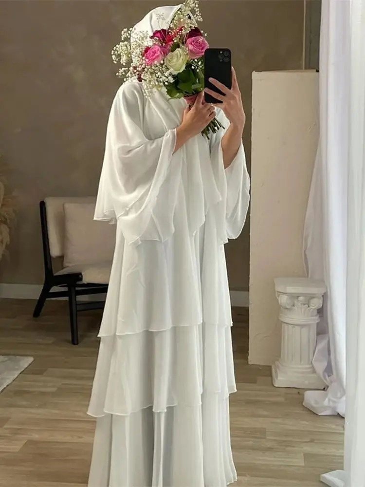 Summer Open Chiffon Khimar Kimono Abaya Dubai y Muslim Set Humble Kaftan Headscarf Women Islamic Ka Damen 250326