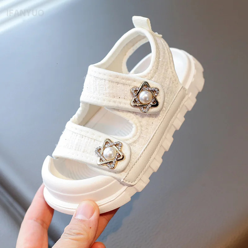 1-10Y Childrens Shoes 2025 Summer Sandals Girls Shallow Shoes Childrens Fashion Toe Protect Casual Childrens Sandal 250326