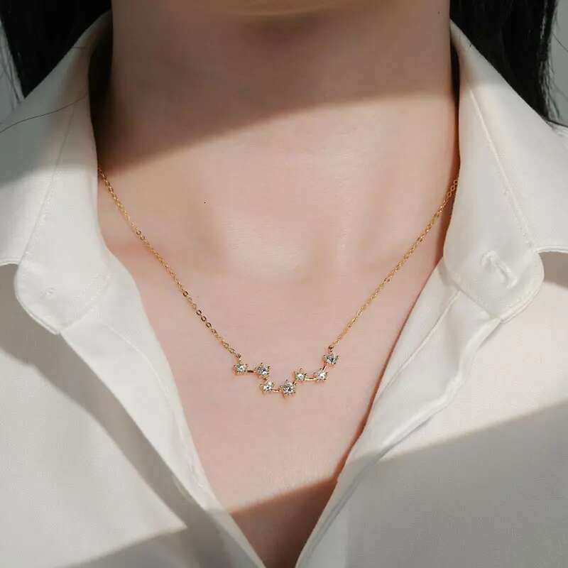 Anziw The Big Dipper Necklace Star D Moissasnite Pendant for Women Real S925 Silver Adjustable Chain Wedding Charm Jewelry Gift