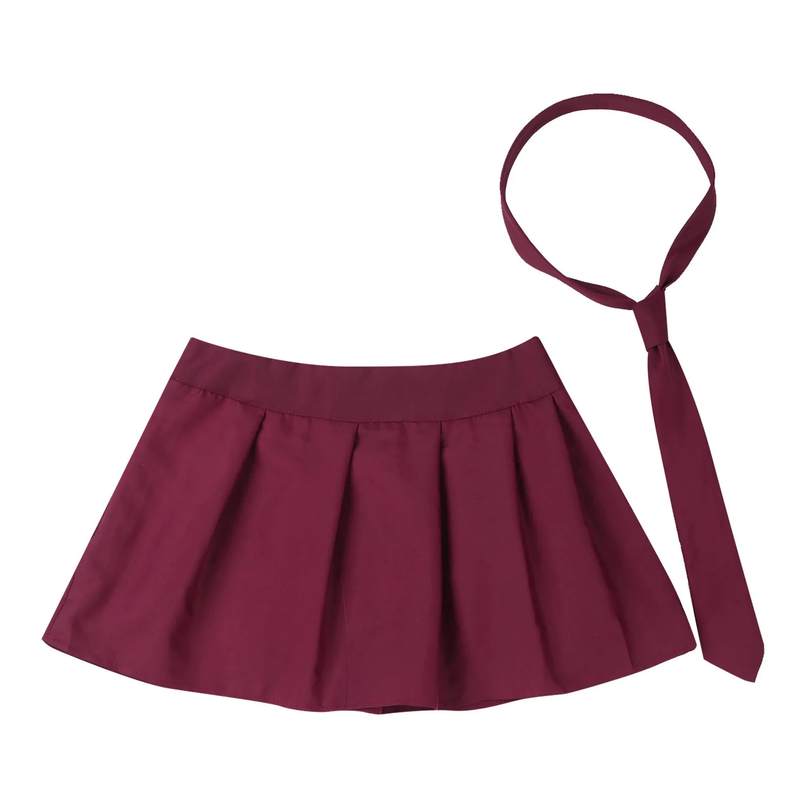 Womens zipper plain mini skirt with collar Japanese female student uniform clothing fancy dress ball 250326