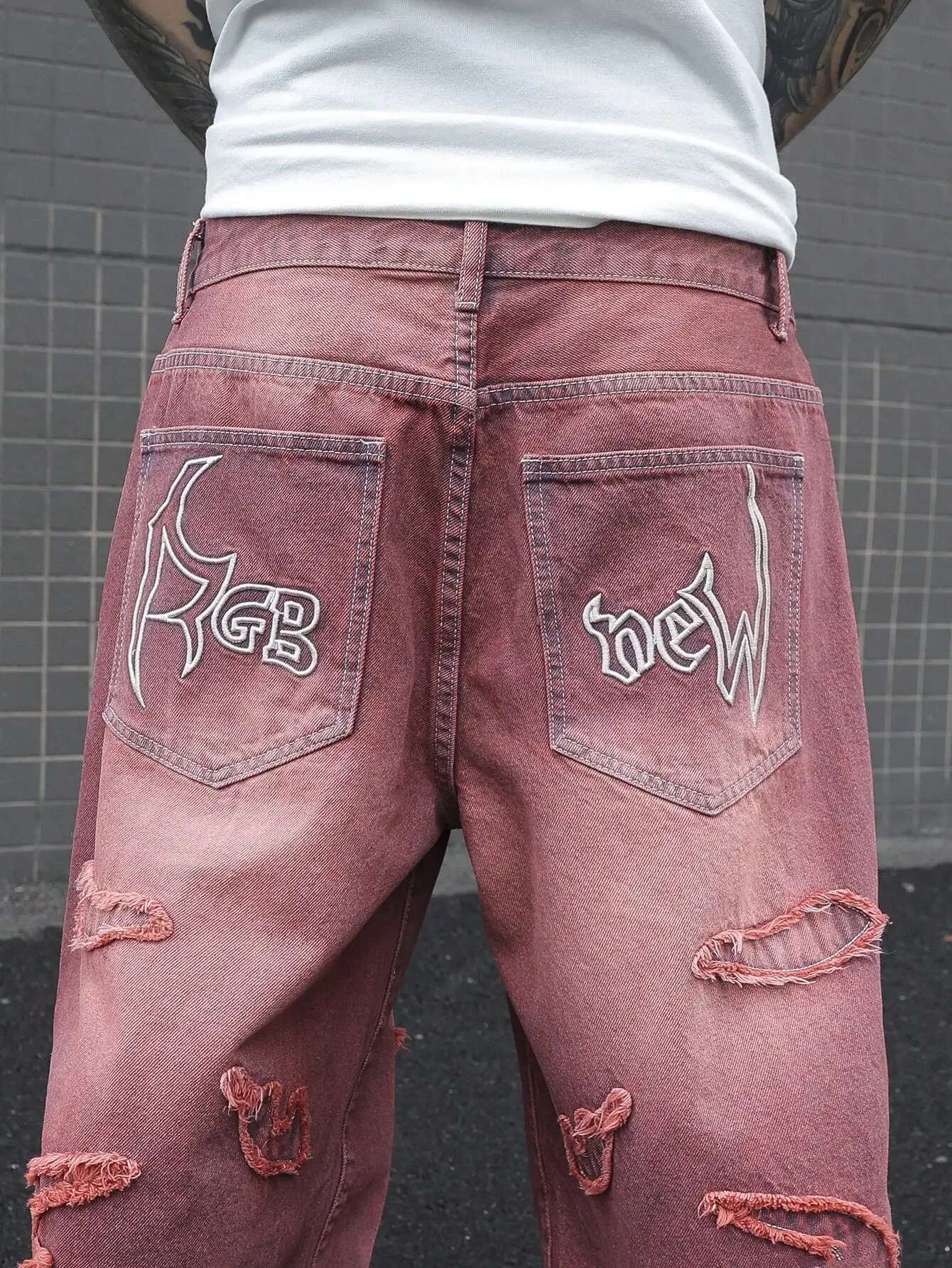Vintage Hip Hop Wash Flame Pattern Embroidery Y2k Baggy Men And Women High Waist Slouchy Jeans Gothic Pants Streetwear