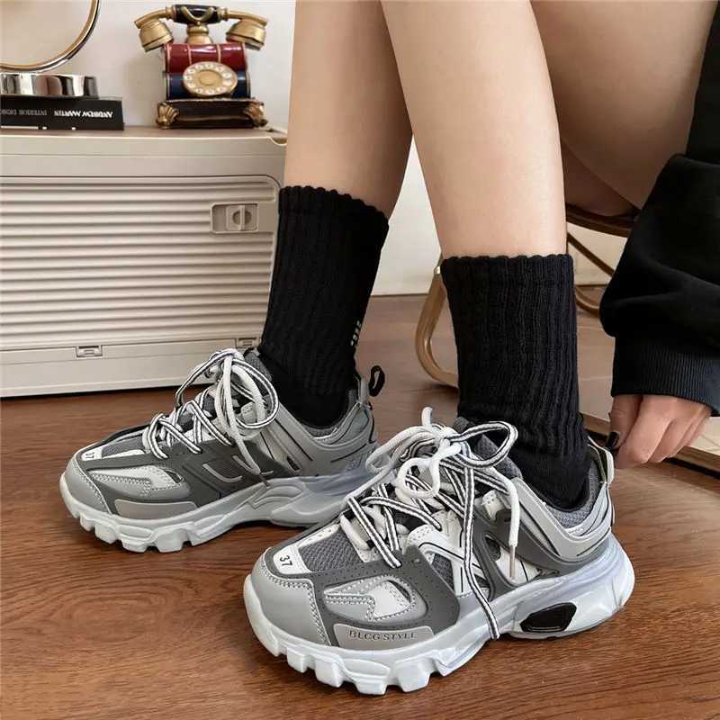 Size 41 42 Womens Casual Sports Shoes Men Stylish Brand Design Ladies Chunky Sneakers Thick Sole Tennis Shoes 43 44 Big SizeC250327