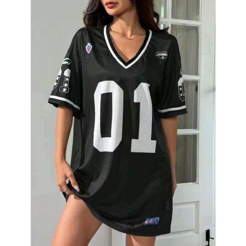 Women's digital patterned soccer shirt, large size, loose, comfortable, breathable, brand new outdoor sports T-shirt