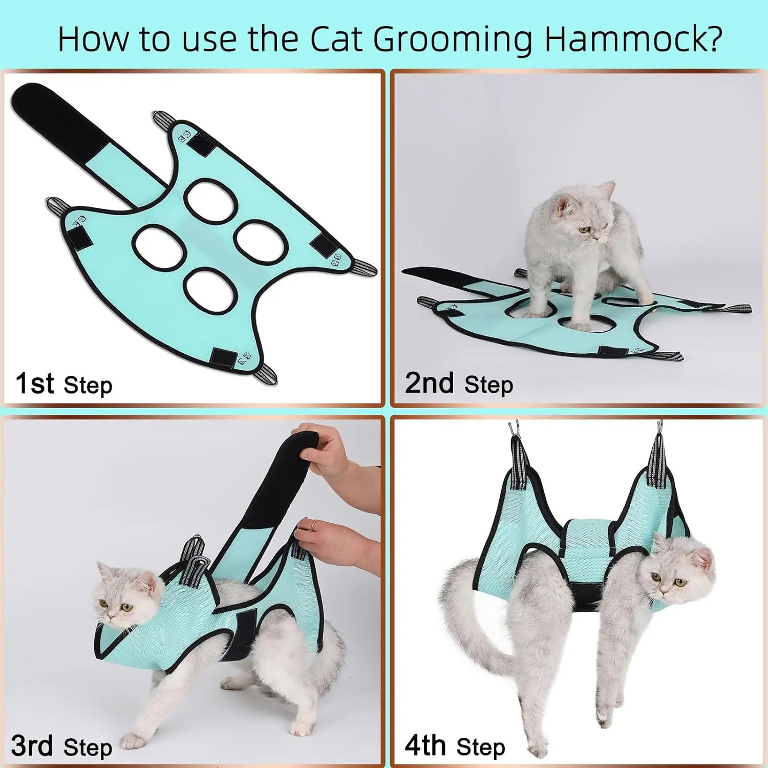 Cat Holder for Grooming Pet Hammock Restraint Bag for Cleaning Pet Grooming Supplies for Dogs and Cats Bathing Nail Clipping 250326