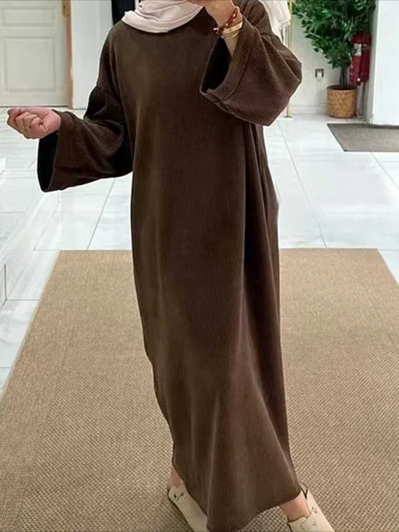 Eid Muslim Women Modest Dresses Ramadan Islam Vestidos Jalabiya Morocco Saudi Arab Abayas Dubai Kaftan 2024 Autumn Winter Robe X2505141